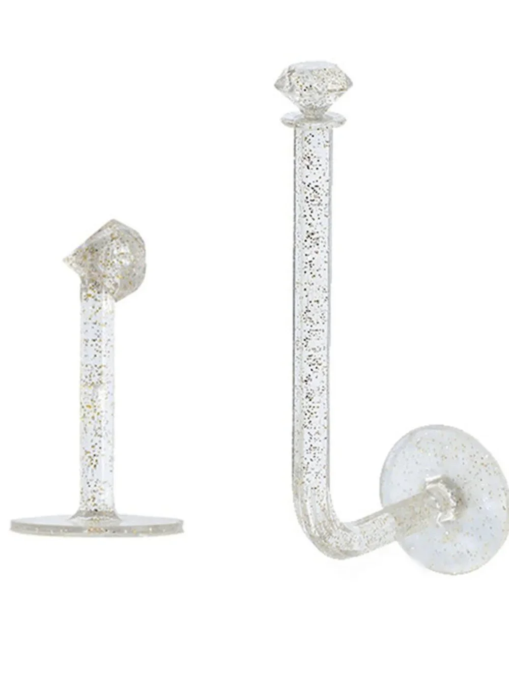 2 Pack Clear Diamond Glitter Multipurpose Self Adhesive Hooks